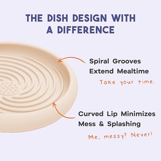 Awoo Lick Dish Silicone Dog & Cat Lick Mat & Slow Feeder with Suction Cups, Non-Slip, Dishwasher Safe, Extend Mealtime, Reduce Anxiety (Cream)