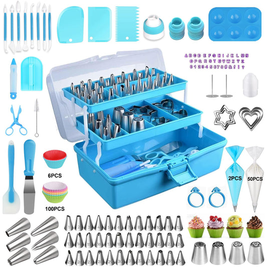 276 set Cake Decorating Tools Kit,Piping Bags and Tips Set,Baking Supplies Accessories with Storage Case,Cupcake Cookie Frosting Fondant Bakery for Adult Beginners or Professional Cake Shop