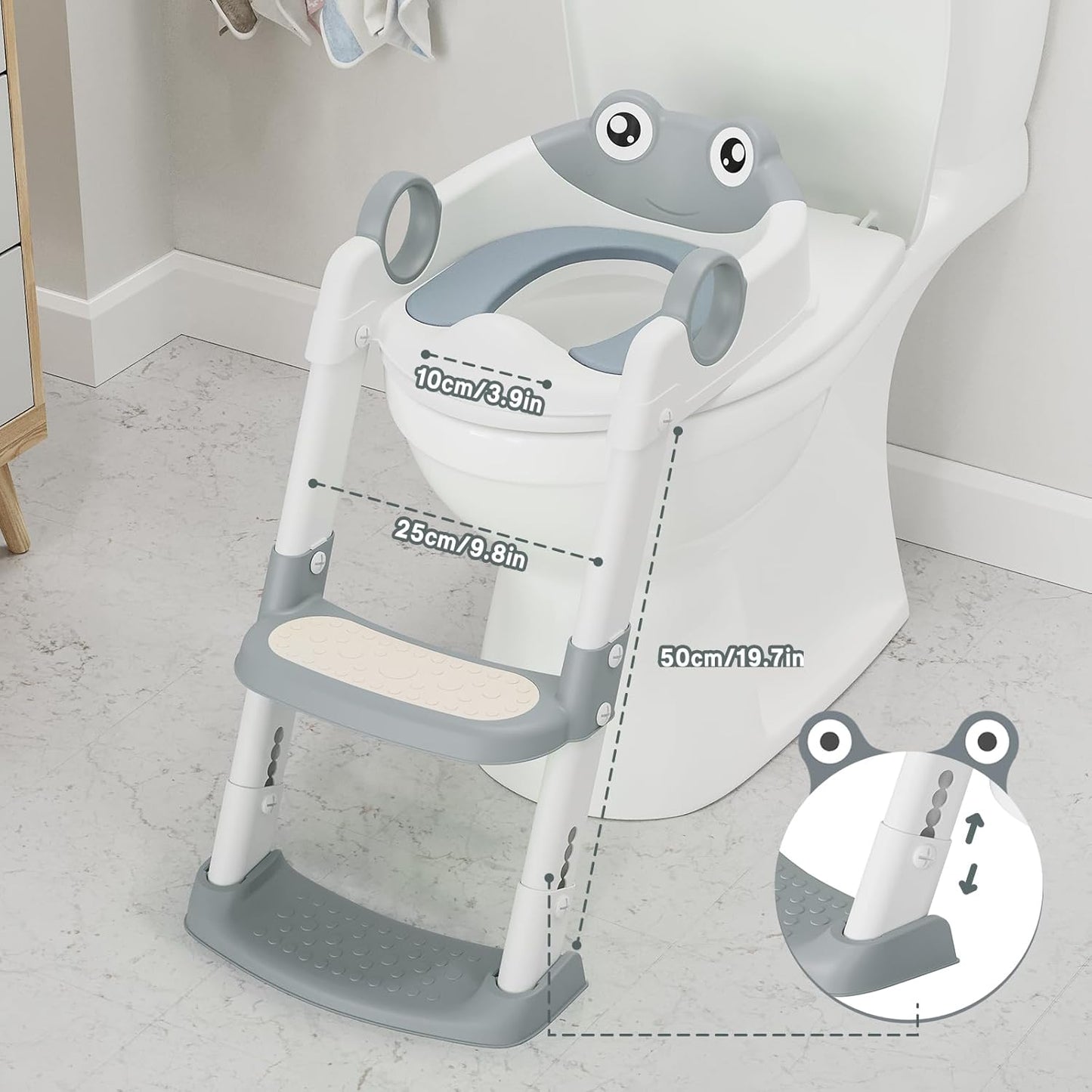 Potty Training Seat with Ladder for Kids – Soft PU Padded Toilet Training Seats, Foldable Toddler Step Stool with Non-Slip Design, Easy Setup for Home Bathroom Use