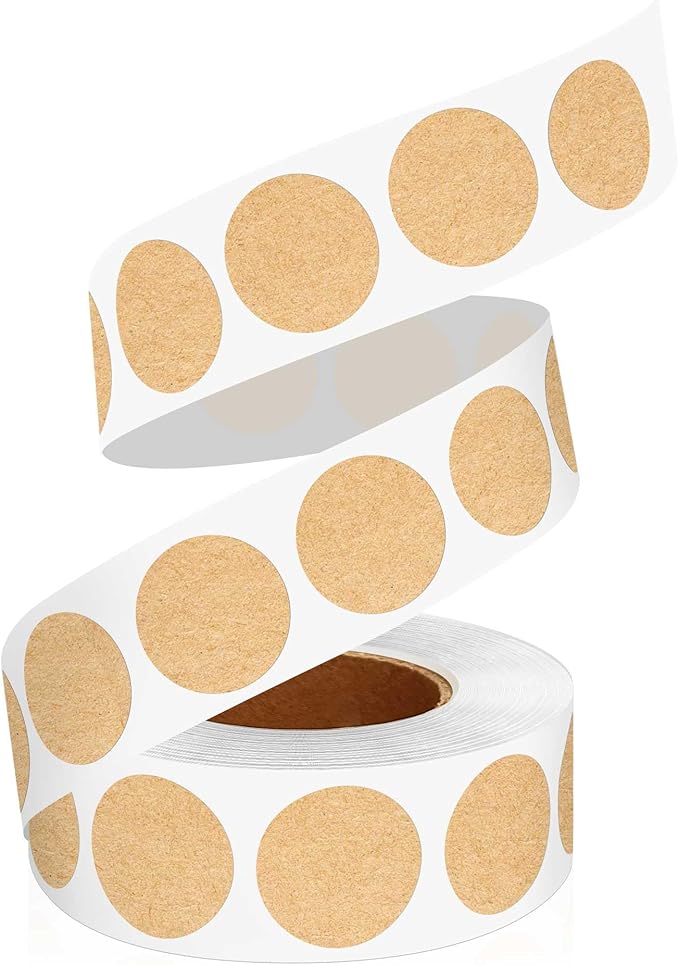 Kraft Paper Dot Stickers 3/4 Inch,1000 PCS 0.75" Blank Small Color Labels for Classroom,Papers,Market,Price Tags and Library Book Labels.Non - Printable Round Colored Stickers
