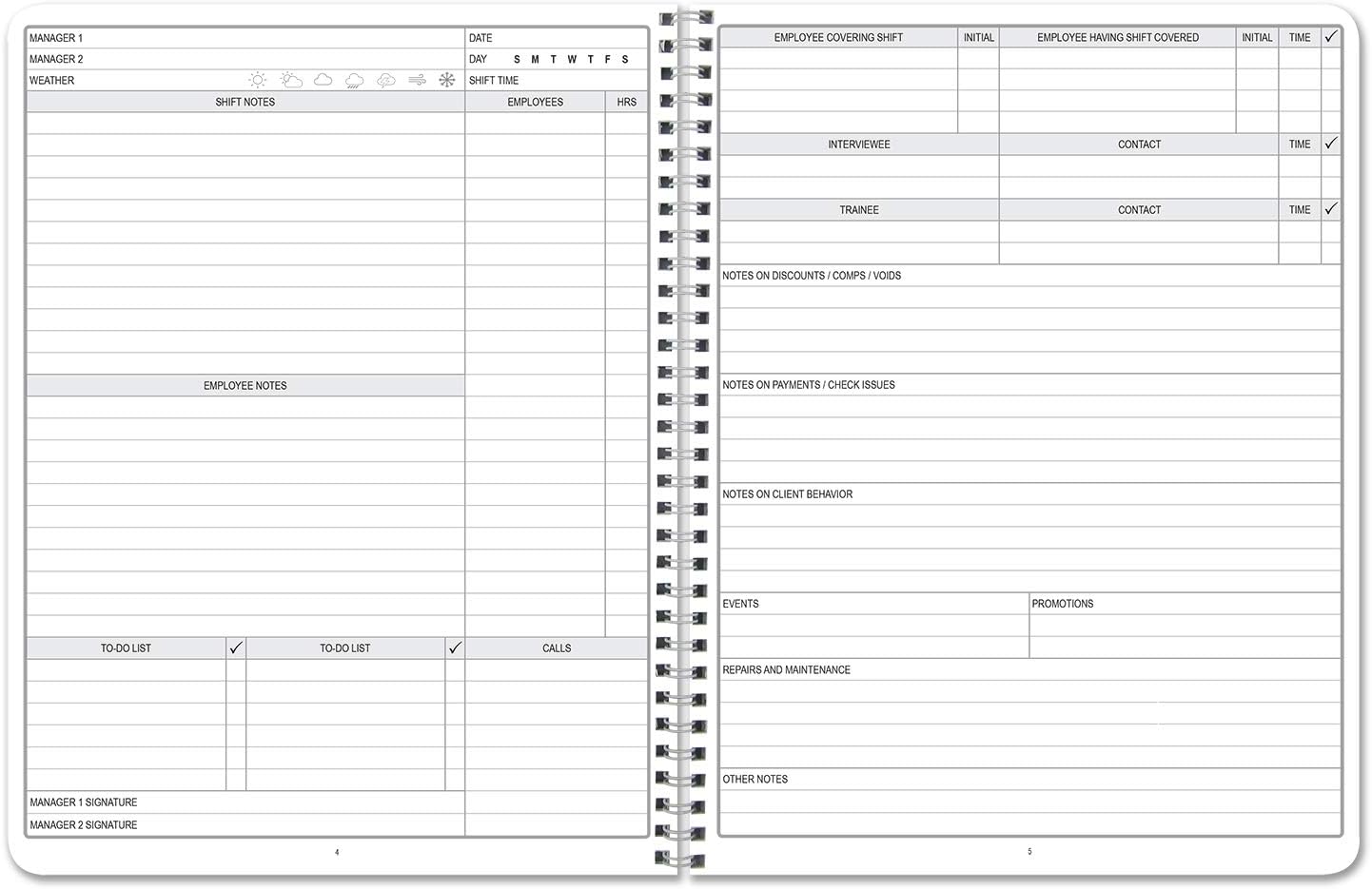 BookFactory Manager Notebook Manager's Log Book Planner Management Logbook - Wire-O, 100 Pages, 8.5'' X 11'' (Made in USA)