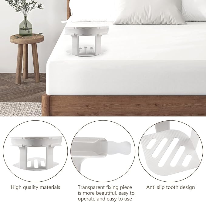 Dyale Bed Sheet Holders, Heavy Duty Straps for Fitted Sheets, Secure Fasteners for Twin Queen King Mattress Sizes (White)