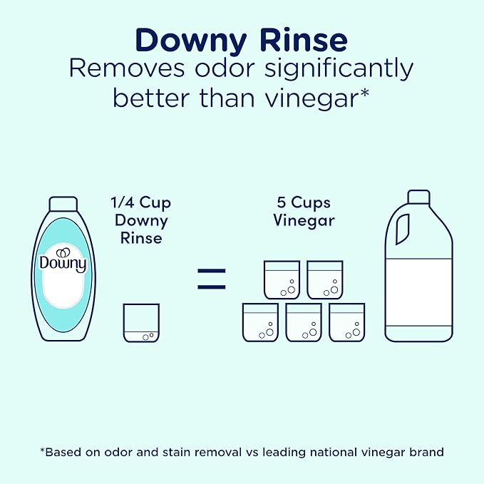 Downy Rinse Laundry Odor Remover, Cool Cotton Scent, Fabric Softener and Laundry Odor Removal Rinse, Fights Odors at the Source, HE Compatible, 48 Fl Oz