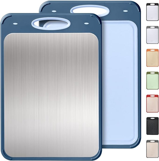 2 in 1 Stainless Steel Cutting Board with Handle Chopping Board Big Meat Butcher Block Kitchen Stuff Accessories New Home Essential First Department Must Haves Gadget Thing Housewarming Hostess Gift