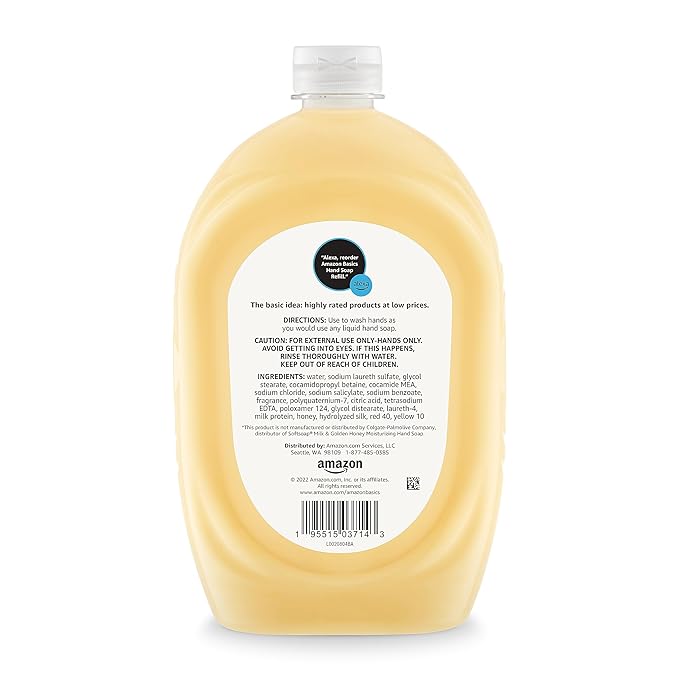 Amazon Basics Liquid Hand Soap Refill, Milk and Honey Scent, Triclosan-free, 50 Fluid Ounces, Pack of 1