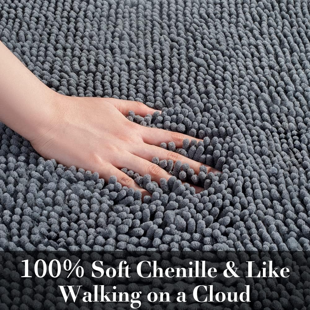 SONORO KATE Bathroom Rug,Non-Slip Bath Mat,Soft Cozy Shaggy Thick Bath Rugs for Bathroom,Plush Rugs for Bathtubs,Water Absorbent Rain Showers and Under The Sink (Dark Grey, 17"×24")
