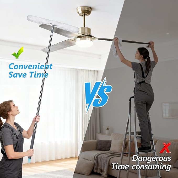 Microfiber Mop, Masthome Microfiber Duster,Cobweb Duster with Adjustable Angle Head, Extendable Duster with 60 " Long Pole, Dusters for Cleaning Ceiling Fan, High Ceiling, Furniture