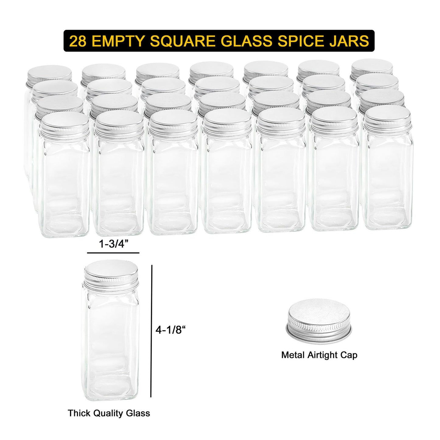 SpaceAid Spice Rack with 24 Spice Jars, 386 Spice Labels, Chalk Marker and Funnel, Wood Hanging Seasoning Shelf for Cabinet Door or Wall Mount (4 Pack)