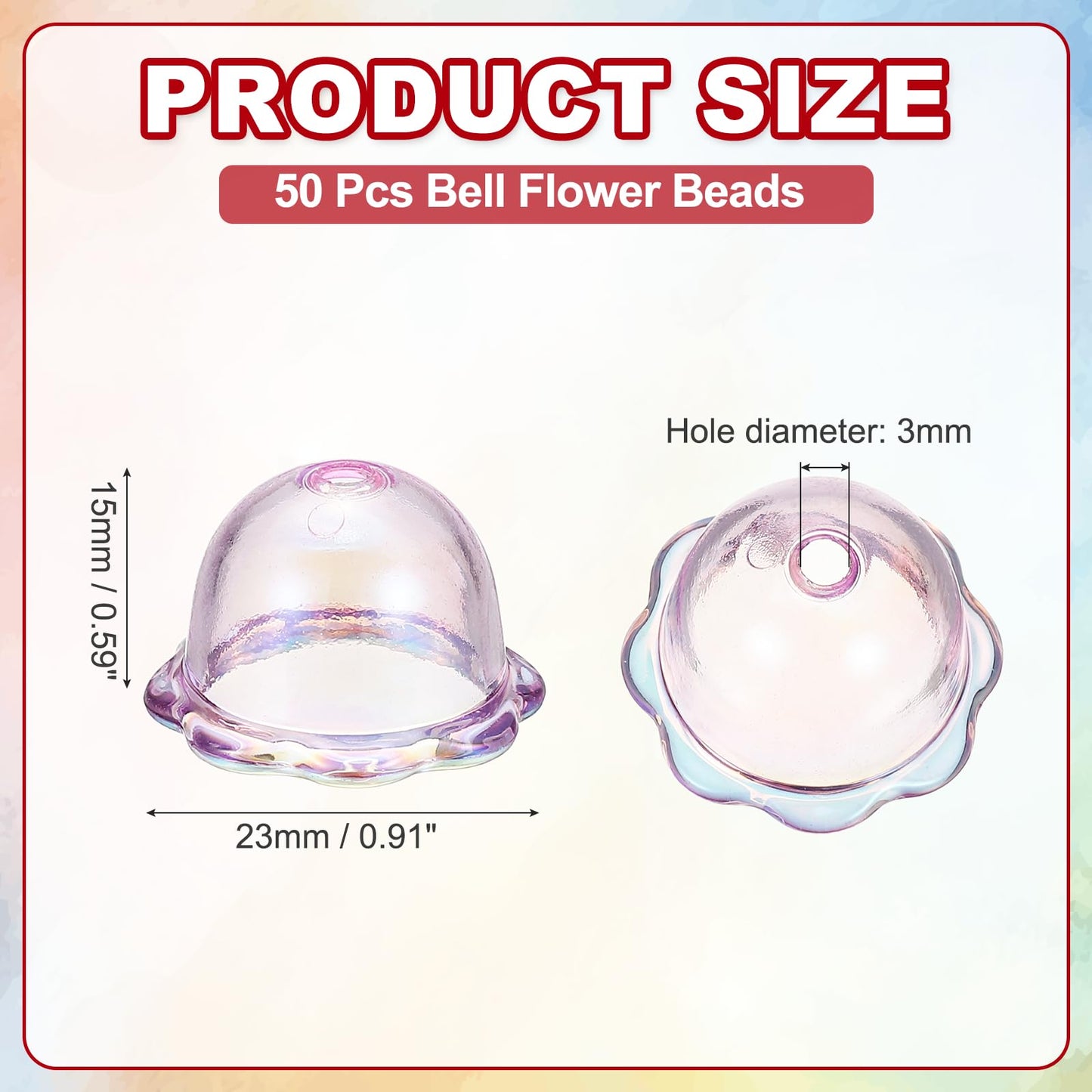 uxcell 50Pcs Trumpet Flower Beads, Acrylic Flower Caps Floral Jellyfish Bead with Hole for DIY Necklace Earrings Bracelets Bag Chains Crafts Jewelry Making, Purple