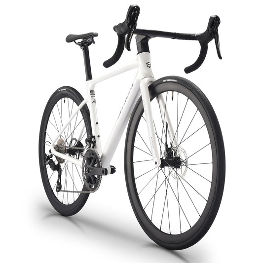 SAVADECK Carbon Fiber Lightweight Road Bike – Full Carbon Frame, Fork, Handlebar & Seatpost, Hydraulic Disc Brake with Shimano 105 R7100 24-Speed Drivetrain – Racing Bicycle for Adults(White,56cm)