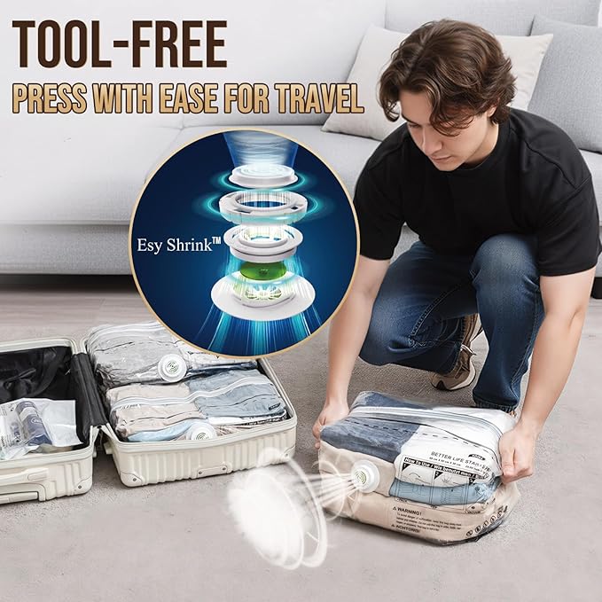 TAILI Cube Vacuum Storage Bags 4 pack, Medium Size (25x19x11 inch), Vacuum Seal Bags for Clothing, Travel Compression Packing for Clothes, Blankets, Baby Clothes, Travel Accessories