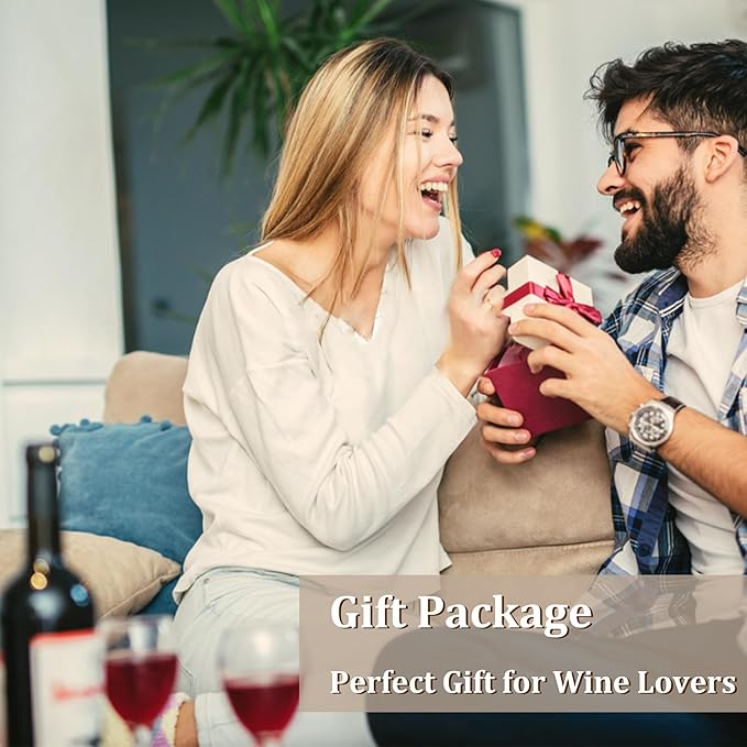 Wine Bottle Corkscrew Opener, Vertical Lever Corkscrew 5-Piece Set, Manual Vertical Design, Includes Wine Foil Cutter, Extra Spiral, Wine Pourer and Wine Stopper, Elegant Gift Box, Black