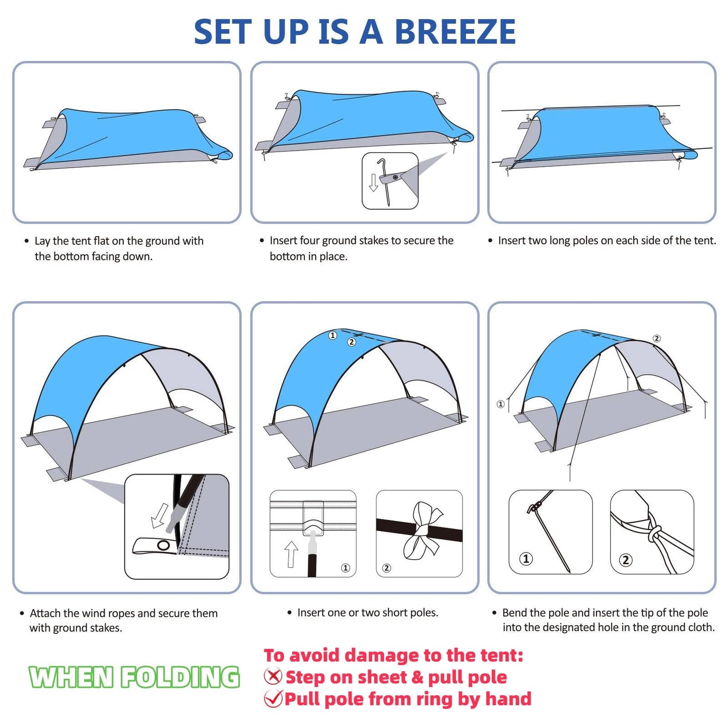 Flycoop 2026 Upgraded Beach Umbrella Canopy with UPF 50+ UV Protection – Portable Beach Tent for Sun, 360° Ventilation, 4 Sandbags, Dual Pockets, Stakes & Ropes, 90.5*59*53 inch for 3 People