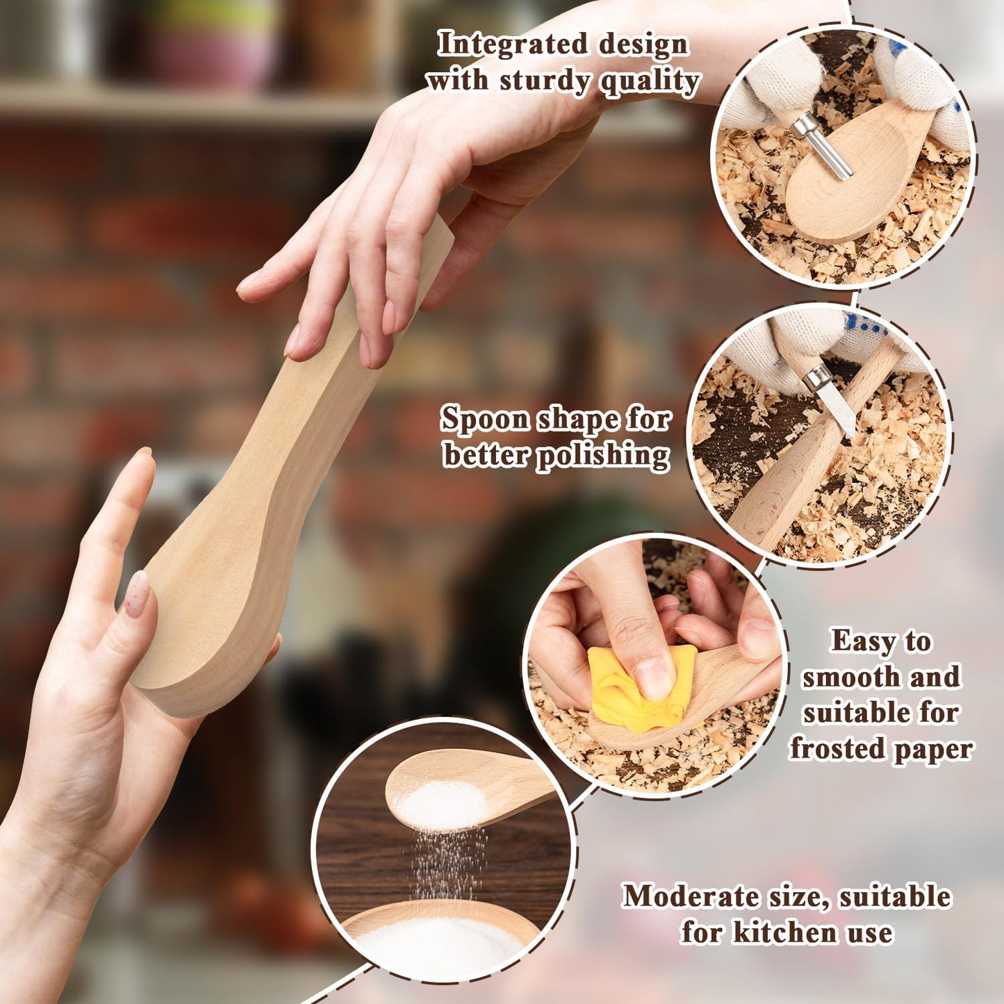 12Pcs Basswood Carving Blocks for Spoon Carving - Premium Unfinished Wood Blanks for Whittling Kit, Soft Wood for Carving, Hobby Craft Supplies for Beginners, Kids & Adults (Spoon Blank Set)