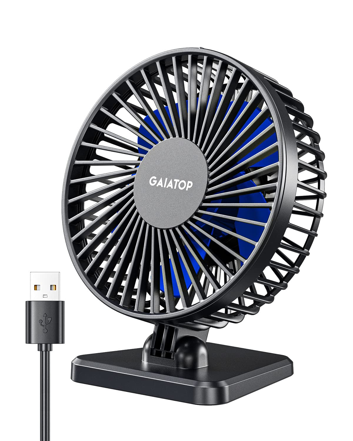 Gaiatop Usb Desk Fan, Small But Powerful, Personal Portable Quiet 3 Speeds, Adjustable Mini Table Desktop Fan For Cooling Home O