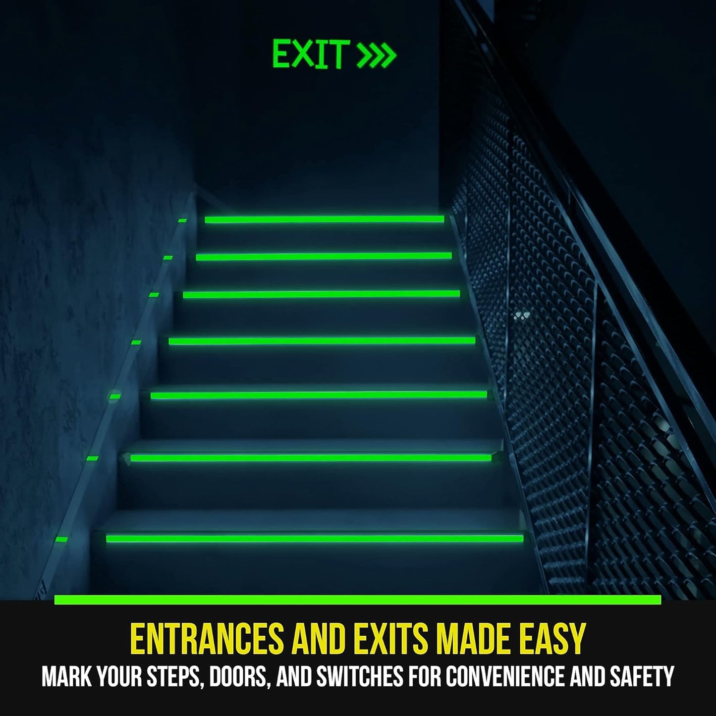 Lockport Glow in The Dark Tape - 30 Ft x 1 in - Bright - Rechargeable - Reflective - Glow Tape in The Dark - Halloween Decoration, Night Decorations, and Home Marking