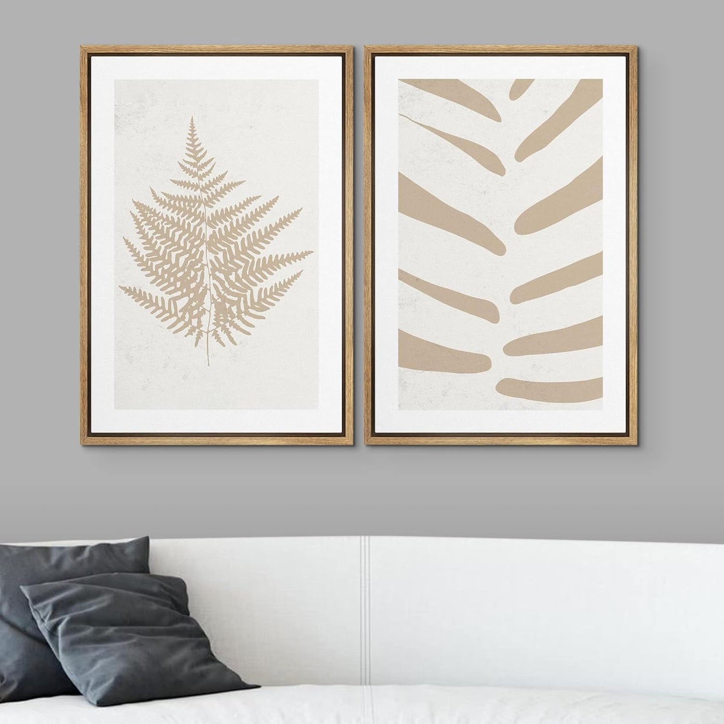 SIGNWIN Framed Canvas Print Wall Art Set Tan White Forest Plant Silhouettes Nature Wilderness Illustrations Modern Art Rustic Minimal for Living Room, Bedroom, Office - 16"x24"x2 Natural