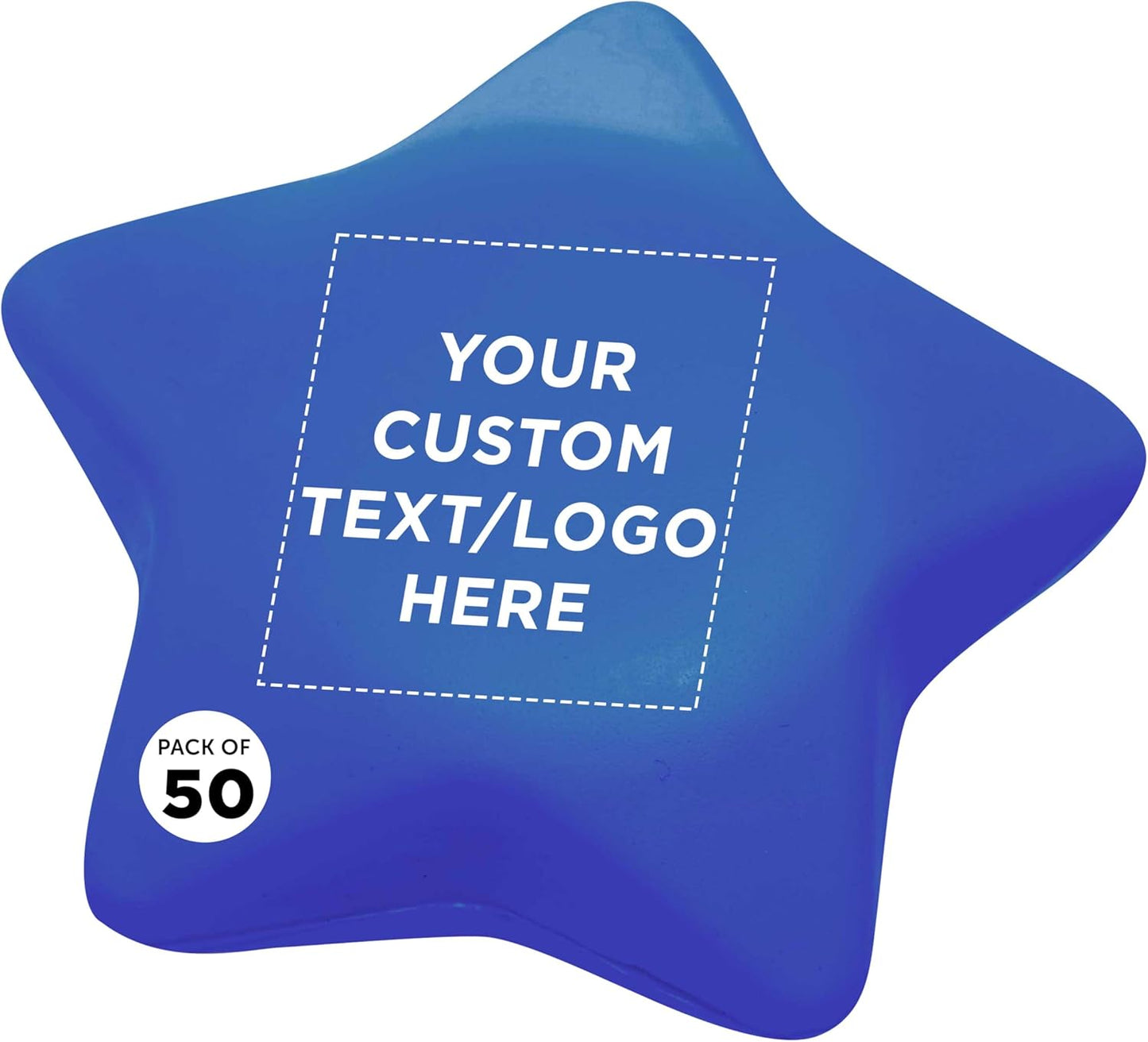 DISCOUNT PROMOS Custom Star Squeeze Balls Set of 50, Pesonalized Bulk Pack - Perfect for Promotional Giveaways - Blue