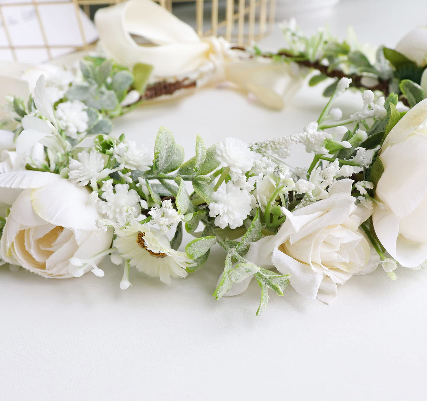 Trepveter Floral Crowns for Women Flower Crown Flower Garland Headband Floral Headpiece Halo Cosplay Halloween Bridal Wedding Photo Props Renaissance Party Prom