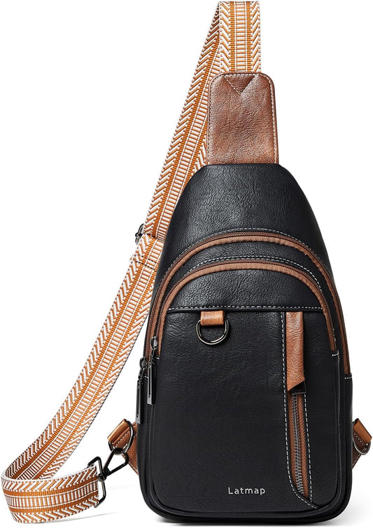 7L Sling Bag for Women Men Leather Small Sling Backpack Daypack Anti Theft Fanny Pack Crossbody Purse Travel
