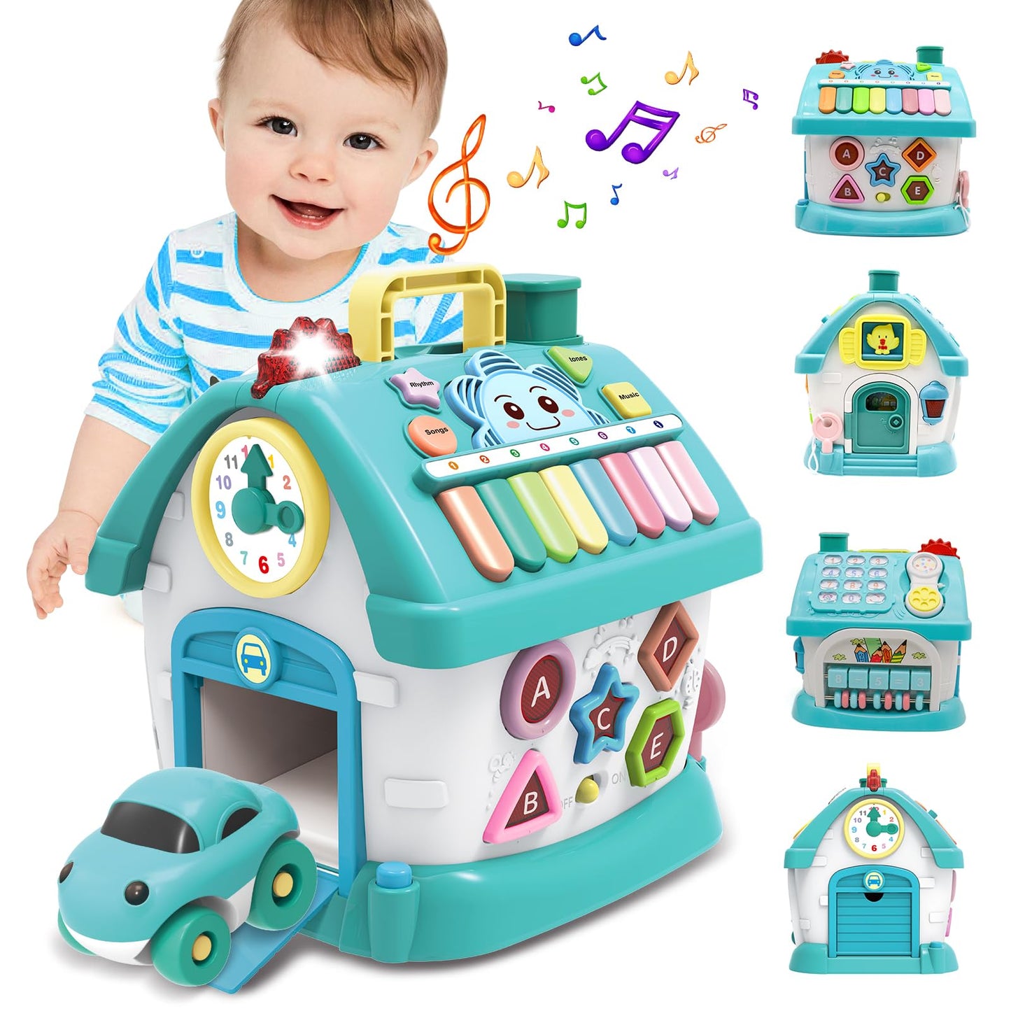 Ming You Toys for 1 Year Old Boys Gifts, 8 in 1 Functional Musical House Educational Baby Toys 12-18 Months Montessori Toy for One Year Old Boy Birthday Gifts