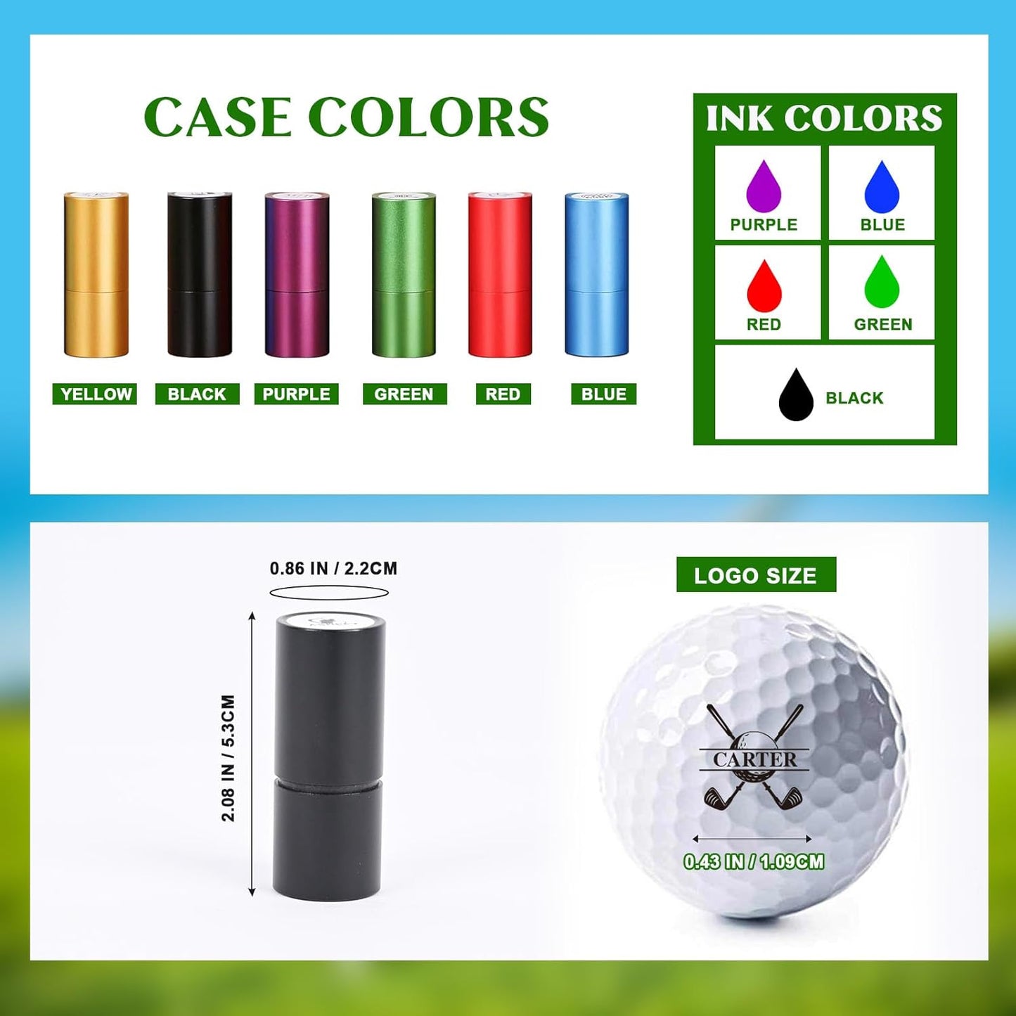 Personalized Golf Ball Stamp with Ink & Metal Box, Custom Name Reusable Golf Ball Marking, Golf Accessories, Gifts for Golf Lovers Golfers Dad Husband Father's Day Birthday Christmas Wedding