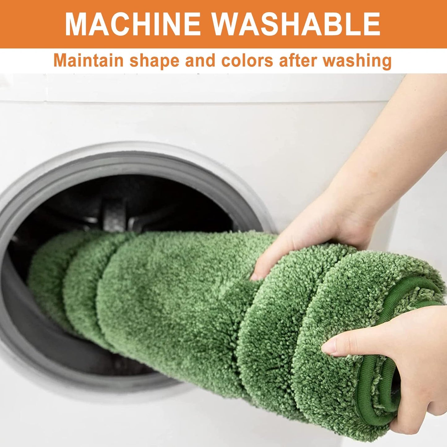 BEQHAUSE-Bathroom-Rugs-Non-Slip-Bath Mats for Bathroom Soft and Absorbent Polyester Bath Mat Machine Washable Quick Dry Shaggy Shower Mat for Bathrooms, Bathtub and Sink,16"x24",Green