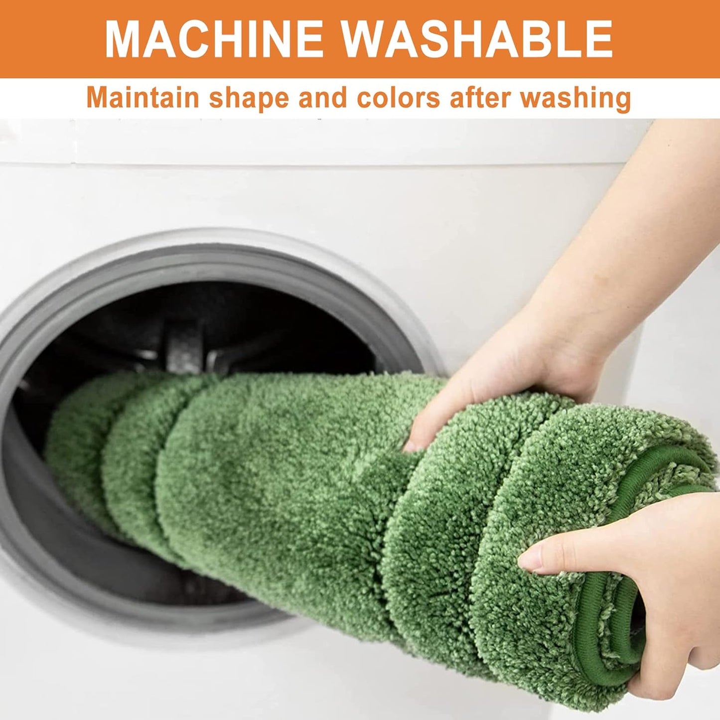 BEQHAUSE-Non-Slip-Bathroom-Rugs-Soft-Absorbent-Bath Mats for Bathrooms Polyester Bath Mat Machine Washable Quick Dry Shaggy Shower Mat for Bathrooms, Bathtub and Sink,24"x48",Green