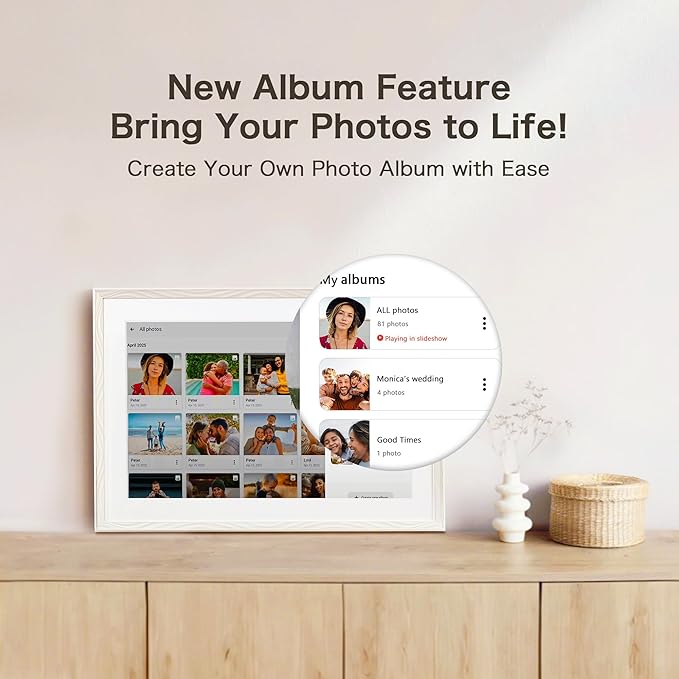Digital Picture Frame, Frameo 10.1 Inch Digital Photo Frame WiFi, 32GB Memory, Electric Frame Slideshow, 1280 * 800 HD Touch Screen, Wall Mountable, Auto-Rotate, Share Instantly, Gifts for Mom, Women