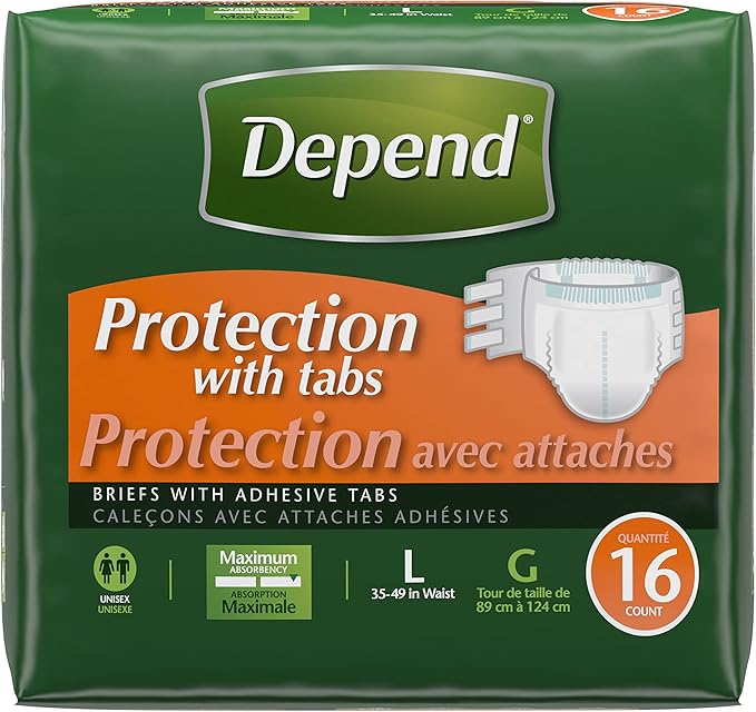 Depend Protection with Tabs, [Large], Maximum Absorbency, 16-Count Package