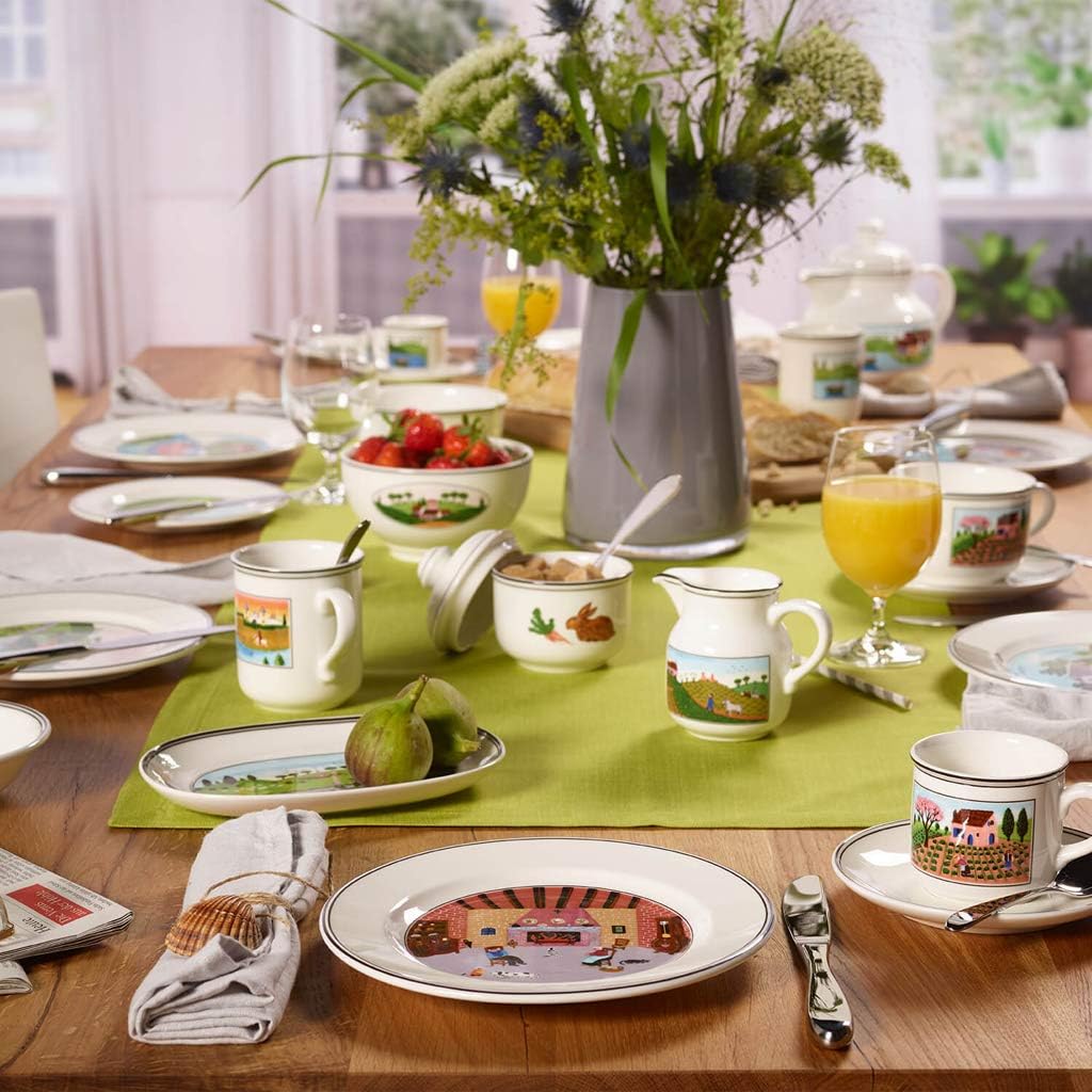 Villeroy & Boch Design Naif Salad Plate #5-By the Fireside, 8.25 in, Premium Porcelain, White/Colorful