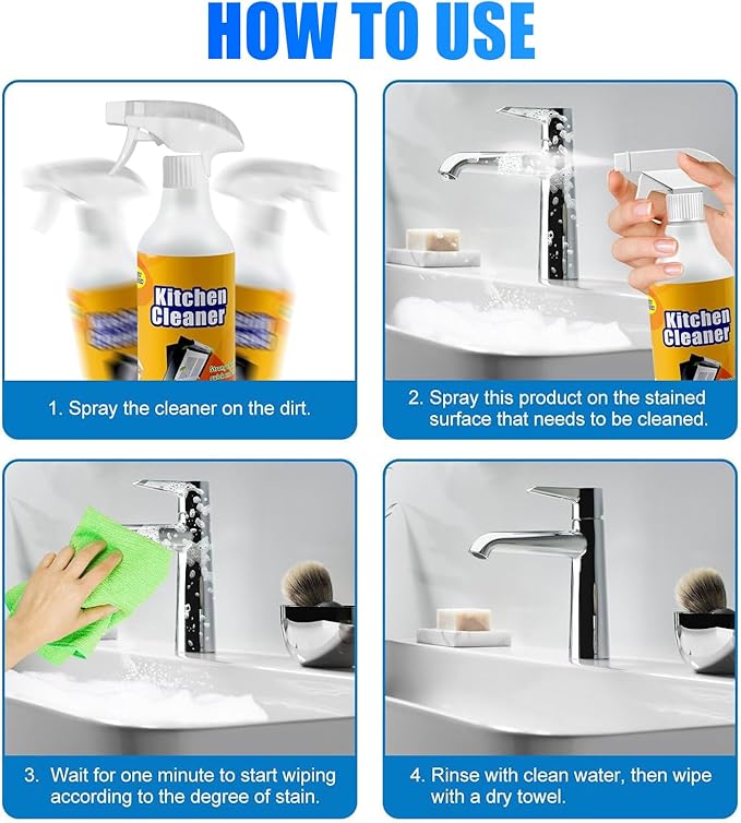 Gihen Multi-Purpose Cleane- Effective Multi-Purpose Cleaner with Spray Nozzle Spray & Towel for Kitchen, Household, Oven, Stove, Range Hood, Sink, Gihen Heavy Oil Cleane