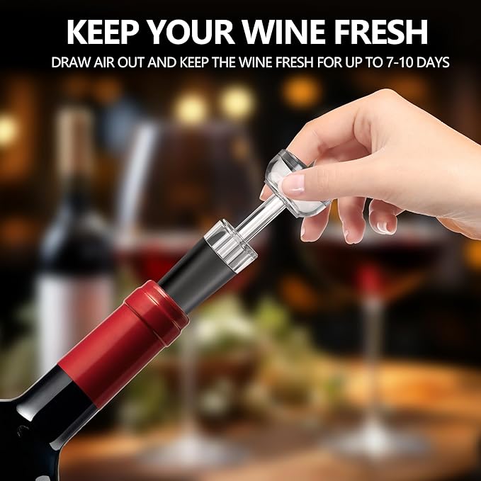 4-in-1 Rechargeable Electric Wine Opener Wine Aerator Gift Set with Electric Wine Decanter, Wine Stopper, Foil Cutter, Automatic Electric Wine Bottle Opener for Home Bar Parties, Stainless Steel