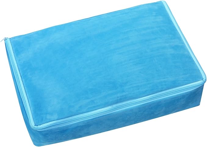 Zippered Flatware Storage Drawer Liner Silverware Storage Bag Tarnish Preventative Silver Organizer Cutlery Case Container Box Large Capacity Silverware Chest 15.75" x 11.02" x 3.94"(Blue)