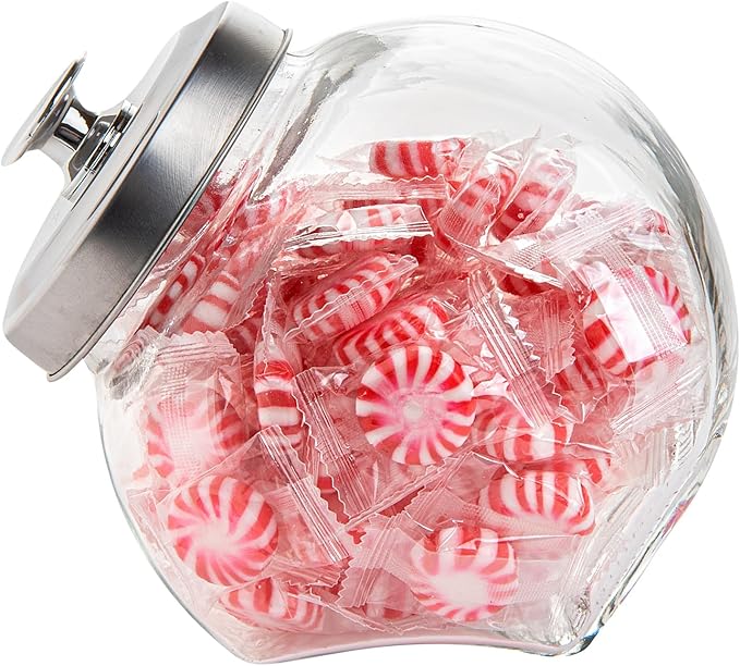 Restaurantware Vetri 0.3 Gallon Penny Jar 1 Durable Candy Jar - With Wide Spout Chrome Lid Clear Glass Cookie Jars For Kitchen Counter Dishwashable