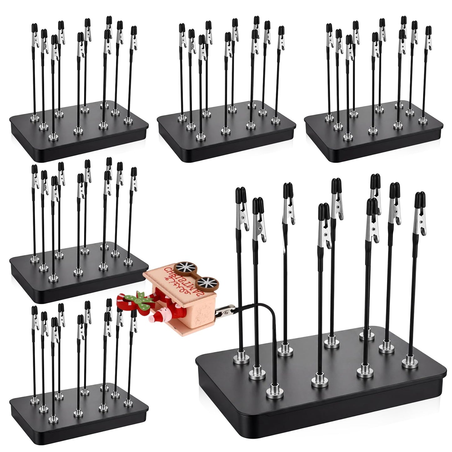 Gerrii 6 Sets Metal Model Painting Stand Base Holder with 60 Pcs 4.9'' Magnetic Bendable Alligator Clip Sticks Portable Miniature Holder for PCB Soldering Model Painting Spraying Parts Airbrush Color