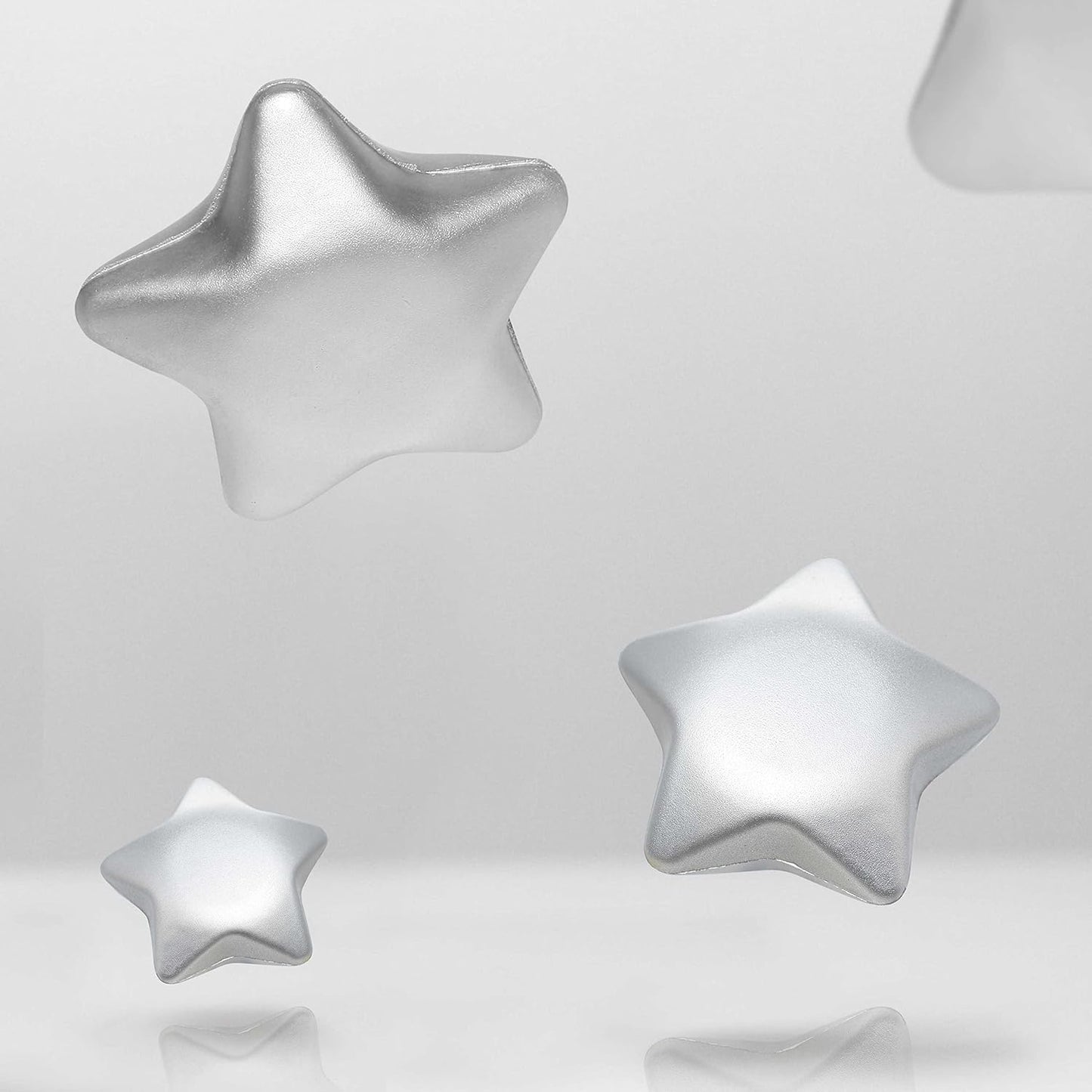 DISCOUNT PROMOS Star Squeeze Balls Set of 10, Bulk Pack - Anxiety Stress Relief, Perfect for Your Desk, Office or Home - Silver