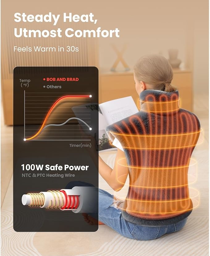 BOB AND BRAD Heating Pad for Back Pain Relief, FSA Edge-Weighted Electric Heat Pad for Neck HSA Eligible, Shoulders &Full Body Relief, Fast Heating, ETL Certified, Gift for Women Men Family 24"x34"