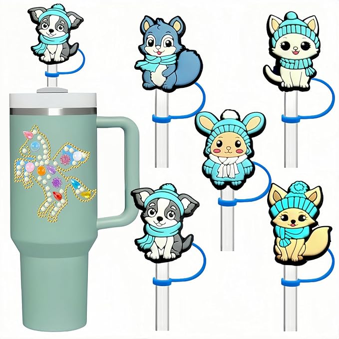 Straw Covers for Stanley Cup 30oz & 40oz Tumblers | 5-Pack Reusable Silicone Dust-Proof Straw Toppers | Cute Caps Accessories for Outdoor Fitness Gifts
