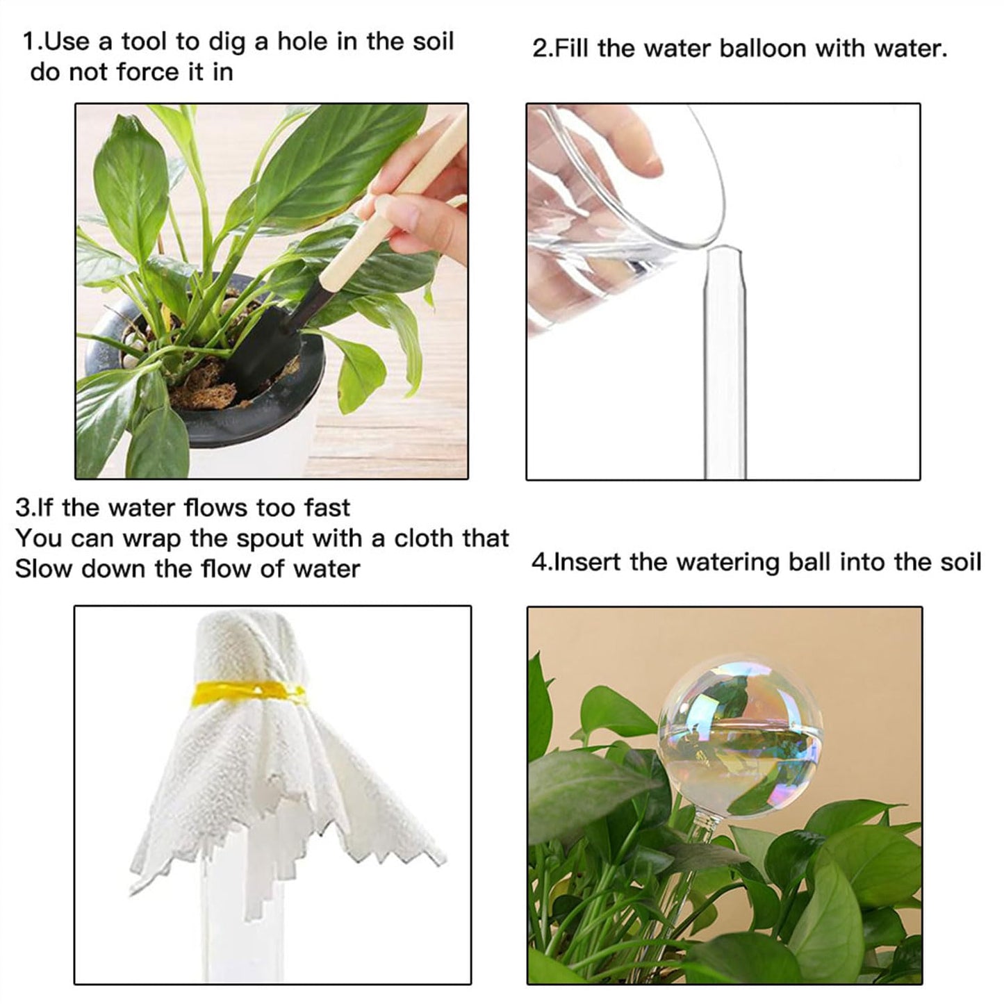 Vividaire Glass Plant Watering Globes, Water Plants While Away Slow Self Watering Planter Insert Bulbs for Outdoor Indoor Plants, Vacation Plant Watering System Devices (Iridescent Medium 3-Pack)