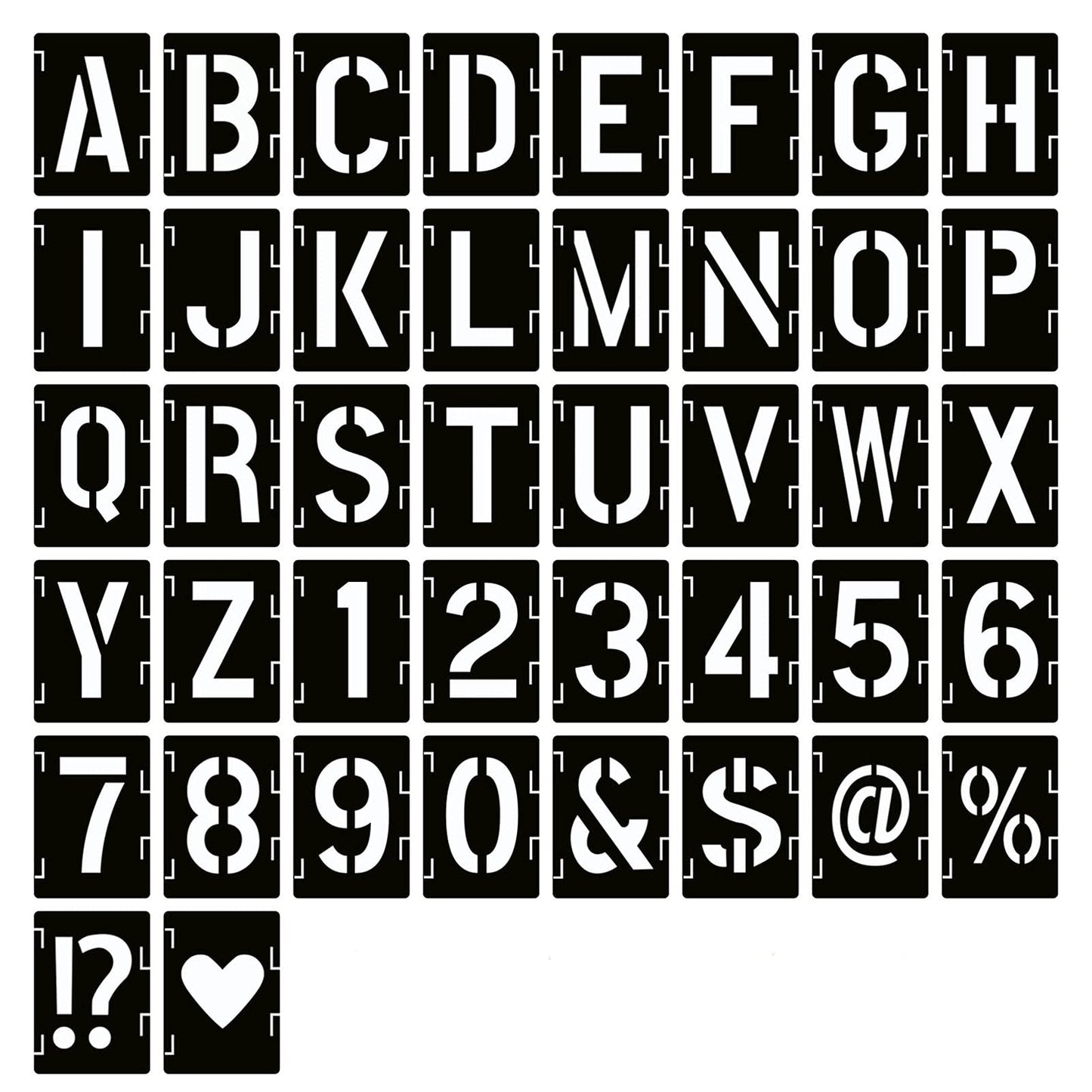 12 Inch Letter Stencils Symbol Numbers Craft Stencils, 42 Pcs Reusable Alphabet Templates Interlocking Stencil Kit for Painting on Wood, Wall, Fabric, Rock, Sign (Font Height is 12 Inch)