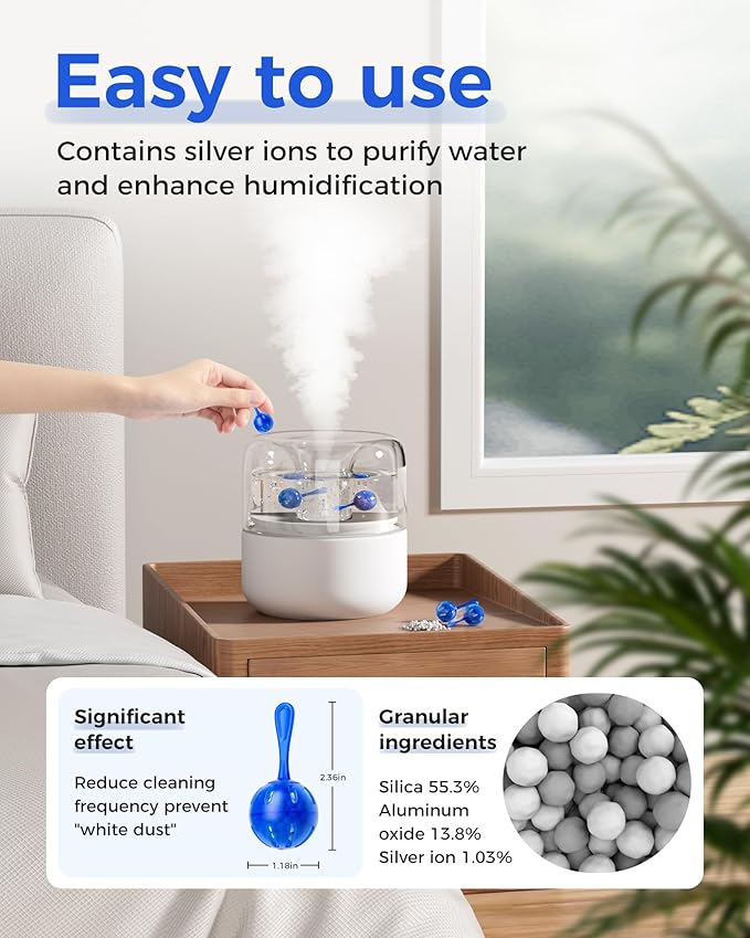 ZhenD 16 Pack Humidifier Cleaner Anti-Scale Balls: Stop White Dust, Extend Humidifier Life, Prevents Hard Water Build-Up, Easy Use