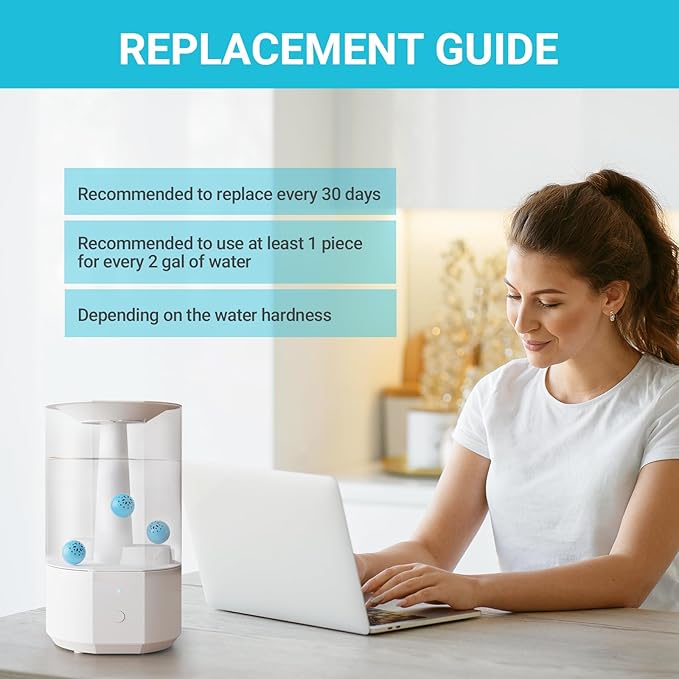 Humidifier Cleaning Ball – Fight Humidifier Mold and Bacteria with Humidifier Cleaner, Prevents Hard Water Build-Up, Eliminates White Dust, Removes Odor, For All humidifiers, Fish Tank
