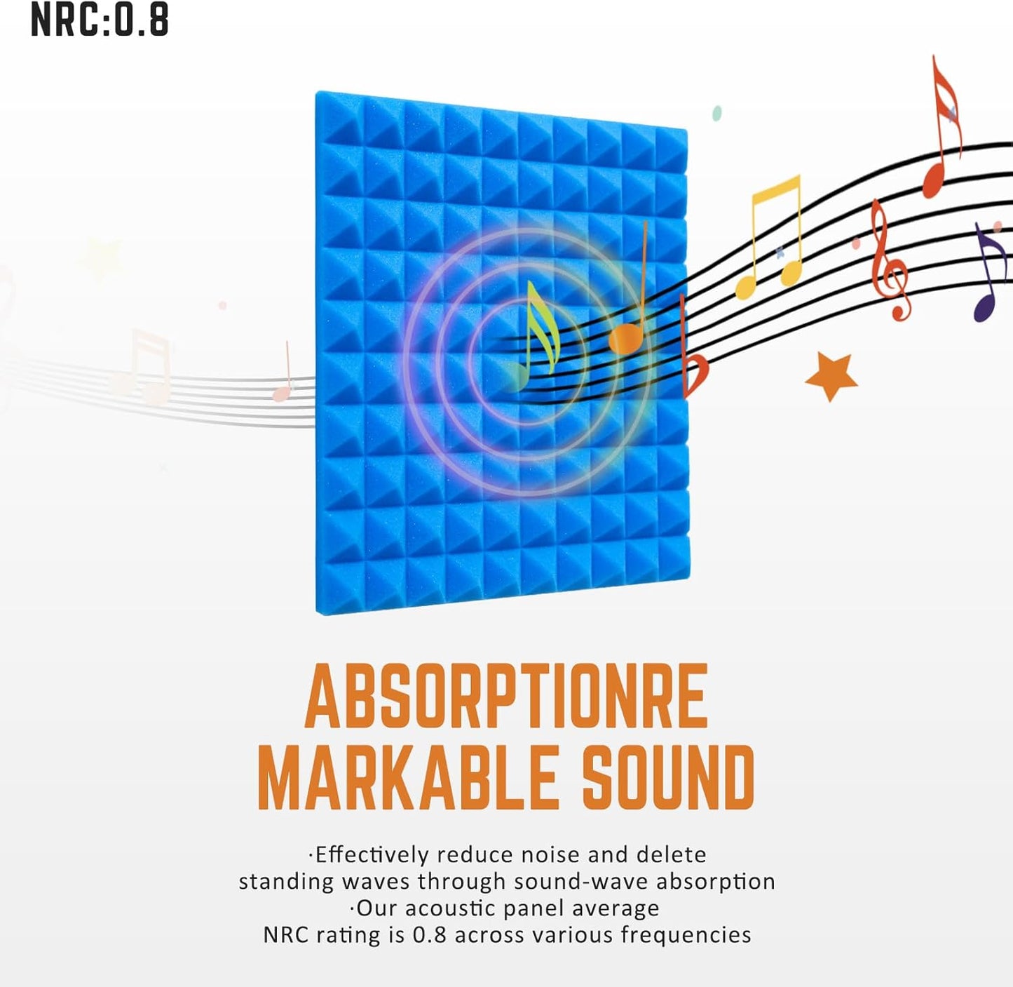 Acoustic Panels Sound Absorbing 12Pack for High-Density Pyramid Soundproof Acoustic Foam 1"×12"×12" Sound Proof Panels for Walls for Noise Reducing Canceling (12 Pack-1inch Pyramid) Blue