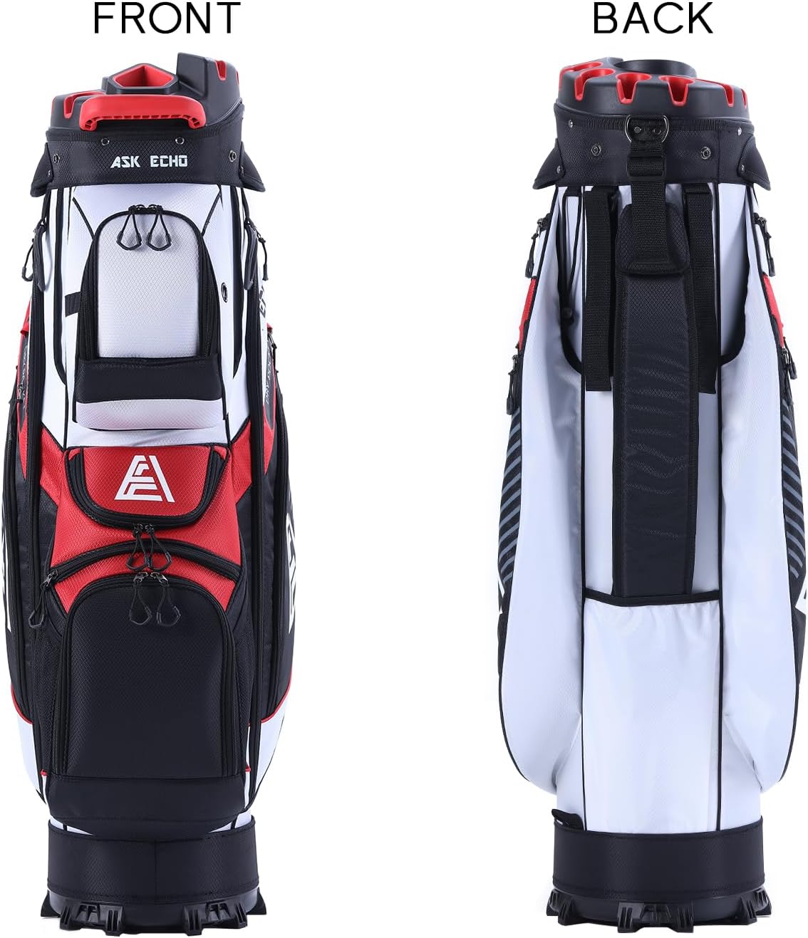 ASK ECHO T-Lock Golf Cart Bag with 14 Way Organizer Divider Top, Premium Cart Bag with Handles and Rain Cover for Men