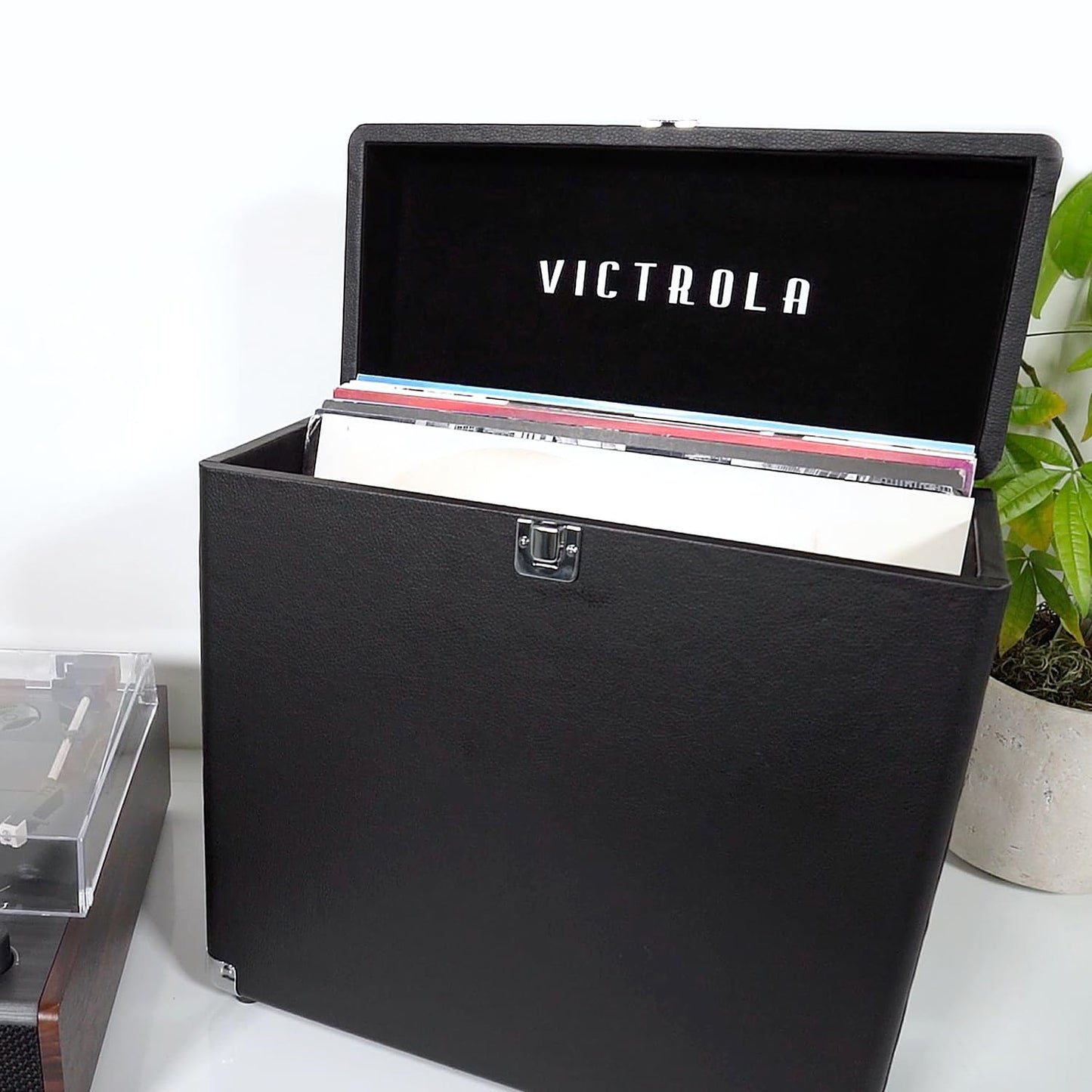 Victrola Collector - Record Storage Case - Holds 30+ Vinyl Turntable Records, Heavy-Duty Hardware, Hinges, & Smart Metal Corners