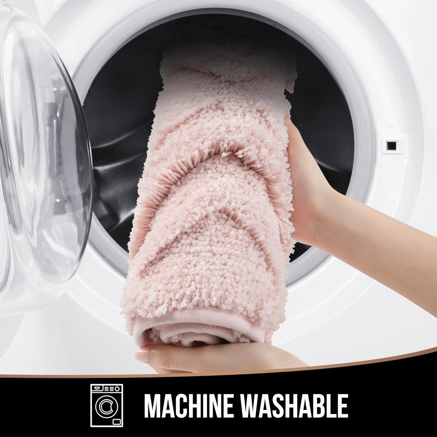 Bath Mat & Bathroom-Rugs 36x24, Ultra Soft Machine Washable Microfiber Bath Mat, Absorbent Quick Dry Non Slip Rug for Bathroom Floor, Tub and Shower, Pink
