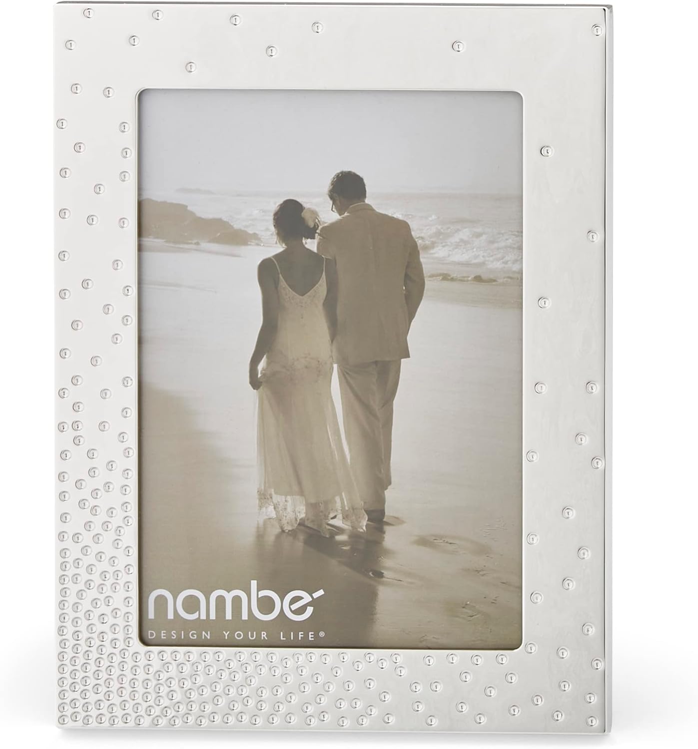 nambe Dazzle Picture Frame, 5" x 7" | Photo Frame with Tempered Glass | Vintage and Contemporary Design | Tabletop Display Family, Friends, Wedding Gift, Home Office Décor | Silver Plate and Glass