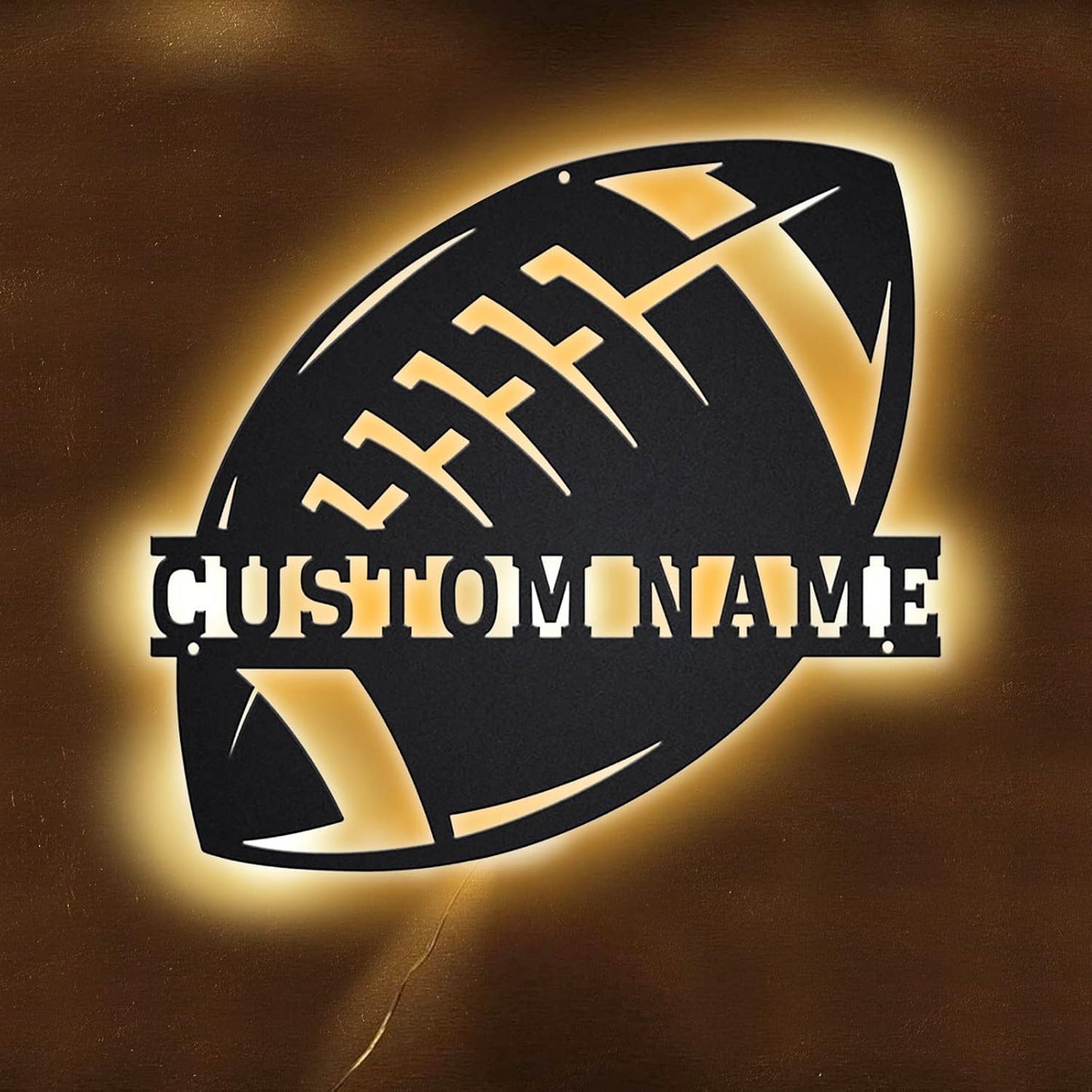 Personalized Name 7 Colors Football lamp Custom Wall Art Night Light LED Name Sign Gift for Boys Men Girls (E-Football)