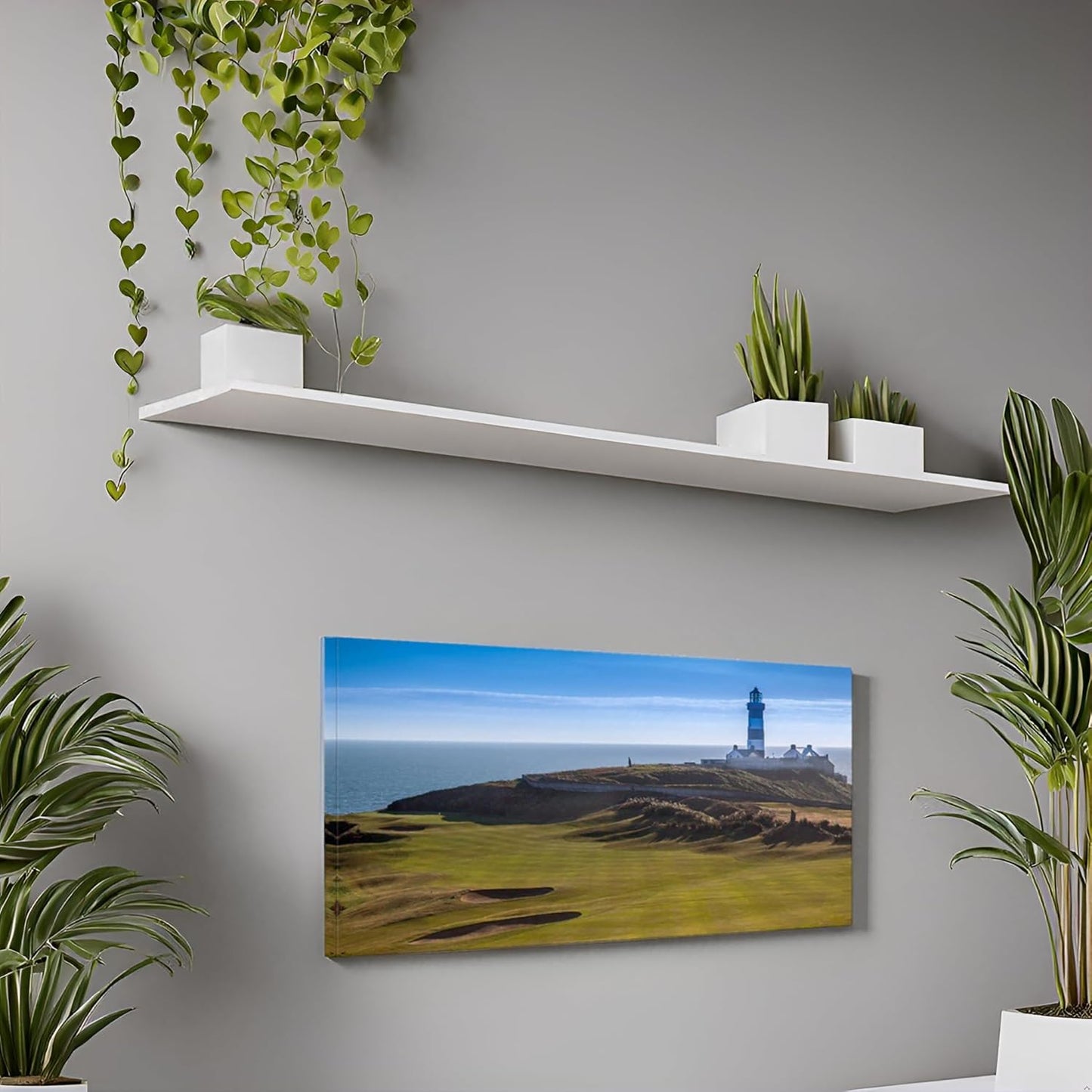 Large Golf Course Wall Art Lighthouse Paintings Golfing Field Landscape Artwork for Living Room Home Office Decor Framed 20x40inch